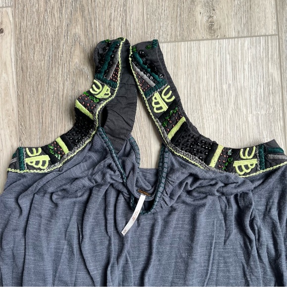 Free People Gray Tank Top with Black and Green Accents - Picture 3 of 3
